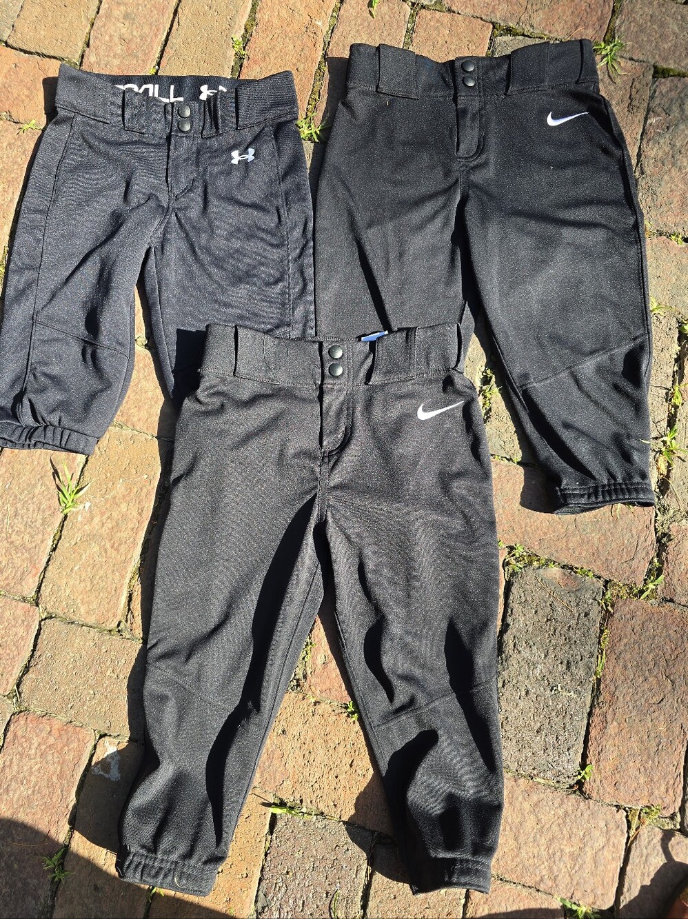 3 Pairs Girls Softball Pants 2 Nike 1 Under Armour Black Size Small Vguc Bundle